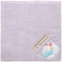 Japan San-X Embroidered Mini Towel Handkerchief - Sentimental Circus Shappo : Warm Foamy Soap Night Purple