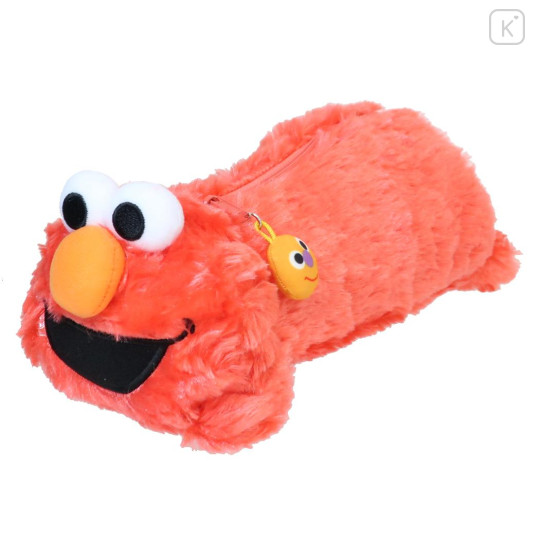 Japan Sesame Street Fluffy Plush Pen Case - Elmo Laying Down - 1