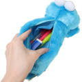 Japan Sesame Street Fluffy Plush Pen Case - Cookie Monster Laying Down - 3