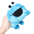 Japan Sesame Street Fluffy Plush Pen Case - Cookie Monster Laying Down - 4