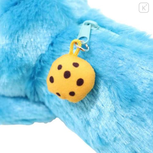 Japan Sesame Street Fluffy Plush Pen Case - Cookie Monster Laying Down - 5