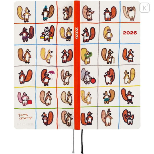 Japan Hobonichi Techo Weeks Hardcover Horizontal Japanese - 100% Orange Squirrel's Moving Day / 2026 Apr / Mon Start - 3
