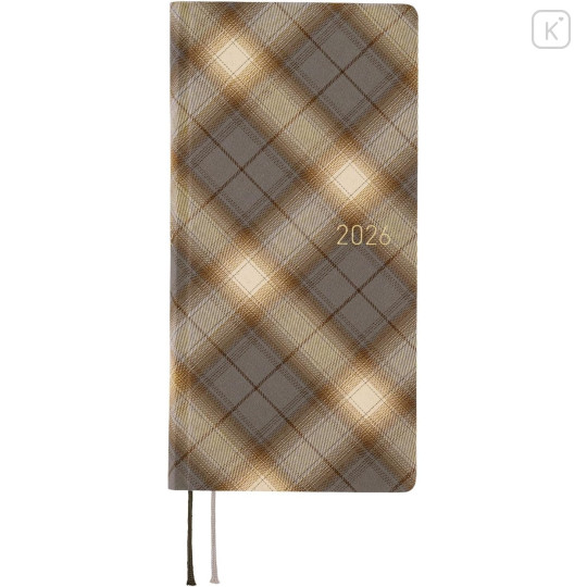 Japan Hobonichi Techo Weeks Hardcover Horizontal Japanese - Shirt Fabric Foggy Plaid / 2026 Apr / Mon Start - 1