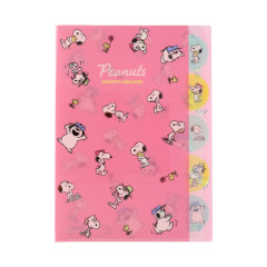 Japan Peanuts 5 Pockets A4 Index File Holder - Snoopy & Woodstock : Family Pink