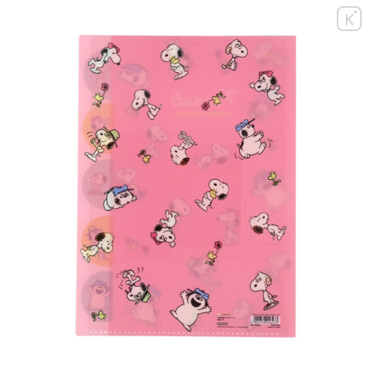 Japan Peanuts 5 Pockets A4 Index File Holder - Snoopy & Woodstock : Family Pink - 2