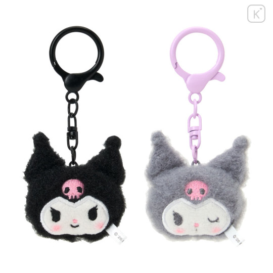 Japan Sanrio Original Plush Mascot Keychain - Kuromi : Matching Smiley Faces - 1