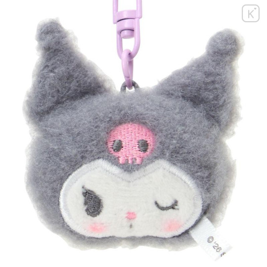 Japan Sanrio Original Plush Mascot Keychain - Kuromi : Matching Smiley Faces - 4