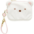 Japan San-X Mini Pouch & Pass Case Card Holder with Reel - Sumikko Gurashi : Shirokuma Face - 1