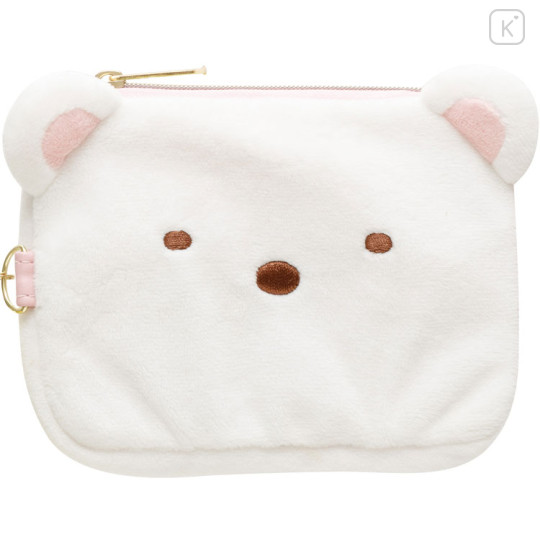 Japan San-X Mini Pouch & Pass Case Card Holder with Reel - Sumikko Gurashi : Shirokuma Face - 2