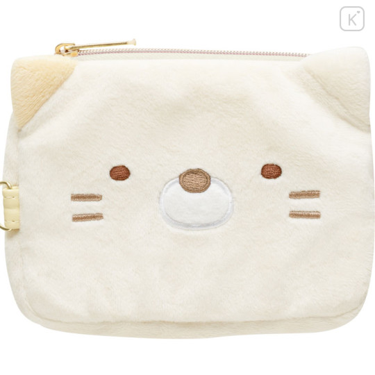 Japan San-X Mini Pouch & Pass Case Card Holder with Reel - Sumikko Gurashi : Neko Face - 2
