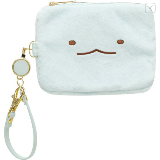 Japan San-X Mini Pouch & Pass Case Card Holder with Reel - Sumikko Gurashi : Tokage Face - 1