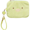 Japan San-X Mini Pouch & Pass Case Card Holder with Reel - Sumikko Gurashi : Penguin? Face - 1