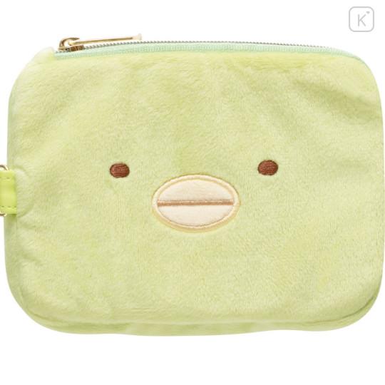 Japan San-X Mini Pouch & Pass Case Card Holder with Reel - Sumikko Gurashi : Penguin? Face - 2