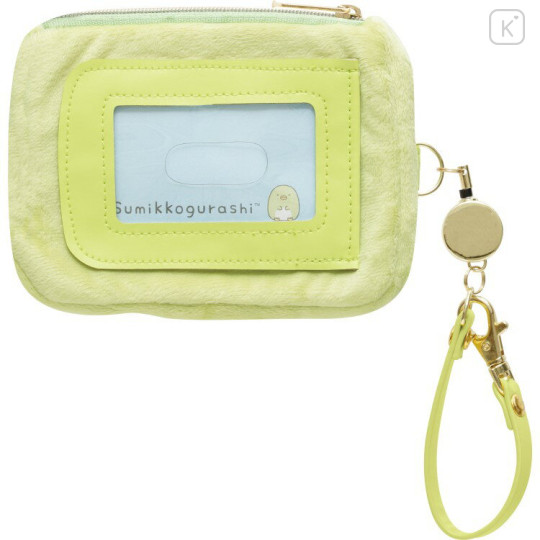 Japan San-X Mini Pouch & Pass Case Card Holder with Reel - Sumikko Gurashi : Penguin? Face - 3