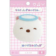 Japan San-X Plush Badge - Sumikko Gurashi : Shirokuma Angel Smiling