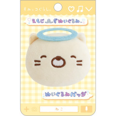 Japan San-X Plush Badge - Sumikko Gurashi : Neko Angel Smiling