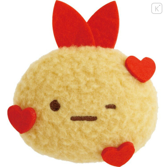 Japan San-X Plush Badge - Sumikko Gurashi : Ebifurai no Shippo Fried Shrimp Tail Wink Love - 2