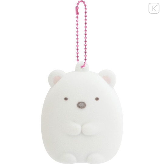 Japan San-X Flocked Keychain - Sumikko Gurashi : Raccoon Tanuki Round Restaurant Shirokuma - 1
