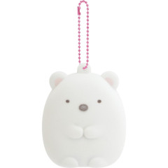Japan San-X Flocked Keychain - Sumikko Gurashi : Raccoon Tanuki Round Restaurant Shirokuma