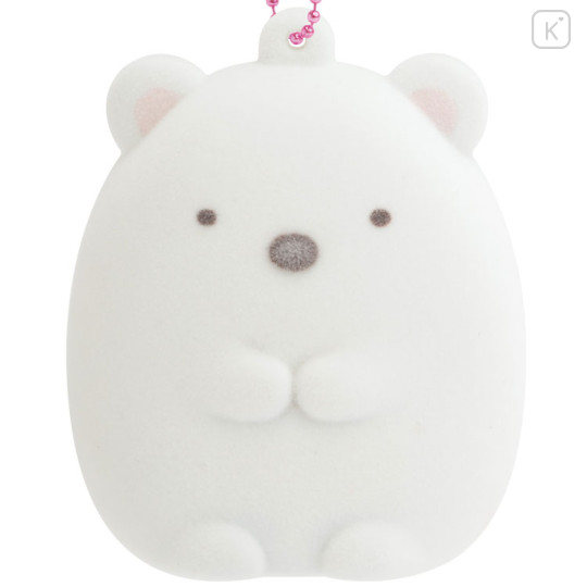 Japan San-X Flocked Keychain - Sumikko Gurashi : Raccoon Tanuki Round Restaurant Shirokuma - 2