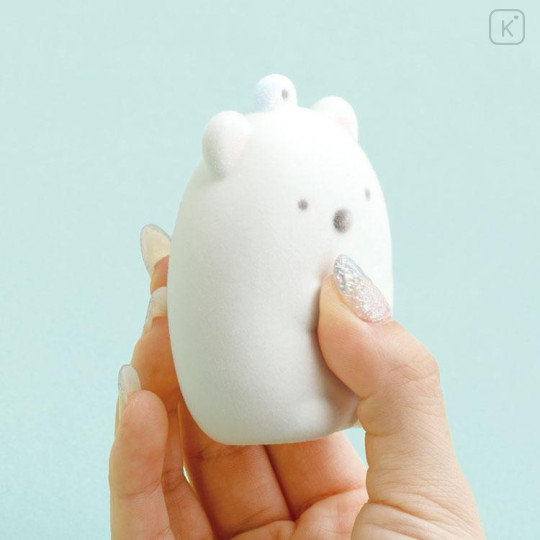 Japan San-X Flocked Keychain - Sumikko Gurashi : Raccoon Tanuki Round Restaurant Shirokuma - 4