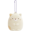 Japan San-X Flocked Keychain - Sumikko Gurashi : Raccoon Tanuki Round Restaurant Neko - 1