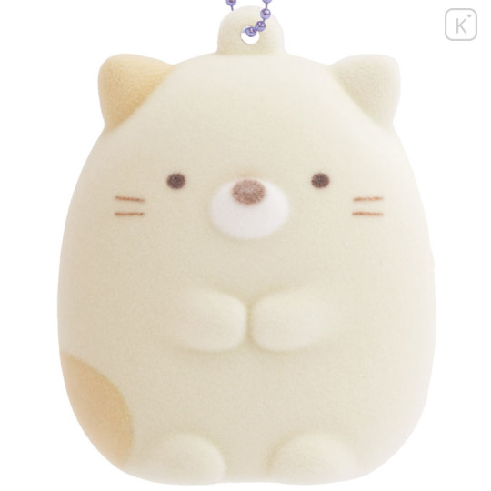 Japan San-X Flocked Keychain - Sumikko Gurashi : Raccoon Tanuki Round Restaurant Neko - 2
