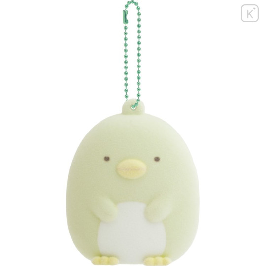 Japan San-X Flocked Keychain - Sumikko Gurashi : Raccoon Tanuki Round Restaurant Penguin? - 1