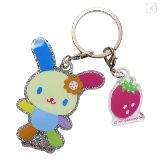 Japan Sanrio Double Glitter Acrylic Keychain - Usahana : Strawberry - 1