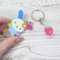 Japan Sanrio Double Glitter Acrylic Keychain - Usahana : Strawberry - 2
