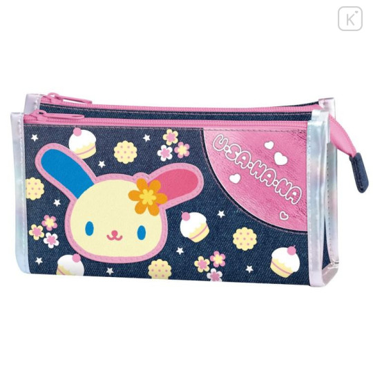 Japan Sanrio Dual-zip Denim Pouch - Usahana - 1