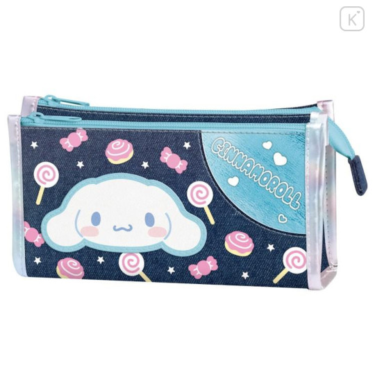 Japan Sanrio Dual-zip Denim Pouch - Cinnamoroll - 1