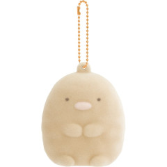 Japan San-X Flocked Keychain - Sumikko Gurashi : Raccoon Tanuki Round Restaurant Tonkatsu Fried Pork