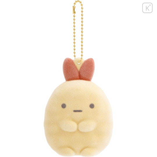 Japan San-X Flocked Keychain - Sumikko Gurashi : Raccoon Tanuki Round Restaurant Ebifurai no Shippo Fried Shrimp Tail - 1