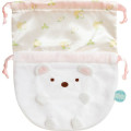 Japan San-X Plush Drawstring Bag - Sumikko Gurashi : Raccoon Tanuki Round Restaurant Shirokuma - 1