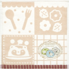Japan San-X Embroidered Mini Towel Handkerchief - Sumikko Gurashi : Raccoon Tanuki Round Restaurant Penguin? Neko Tokage
