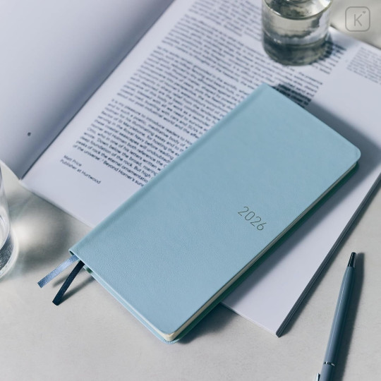 Japan Hobonichi Techo Weeks Hardcover Horizontal Japanese - Leather Snow Blue / 2026 Jan / Mon Start - 3