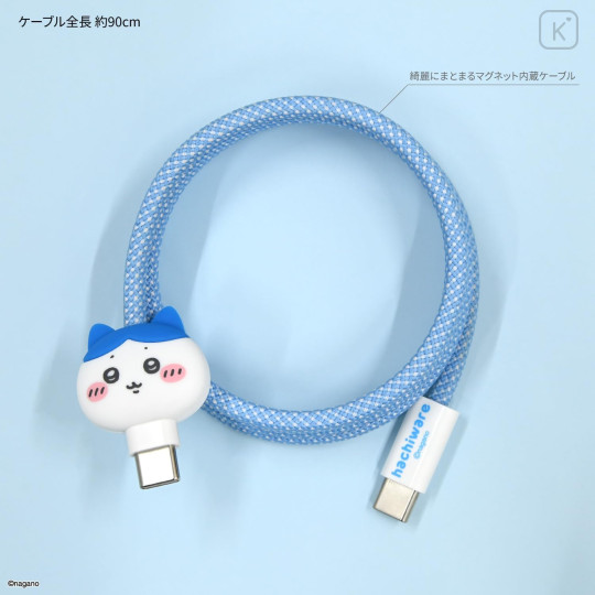 Japan Chiikawa PD60W USB Type-C Mascot Magnetic Cable - Hachiware - 3