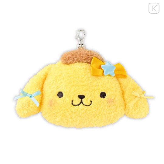 Japan Sanrio Plush Pass Case with Reel - Pompompurin : Face Ribbon Star - 1