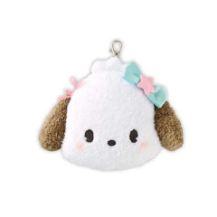 Japan Sanrio Plush Pass Case with Reel - Pochacco : Face Ribbon Star