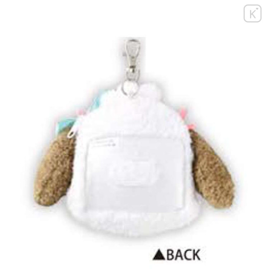 Japan Sanrio Plush Pass Case with Reel - Pochacco : Face Ribbon Star - 2