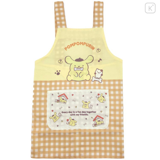 Japan Sanrio Children's Apron - Pompompurin : Gingham Fun With Friends H130cm - 1