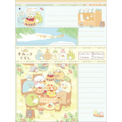 Japan San-X Letter Envelope Set - Sumikko Gurashi : Raccoon Tanuki Round Restaurant