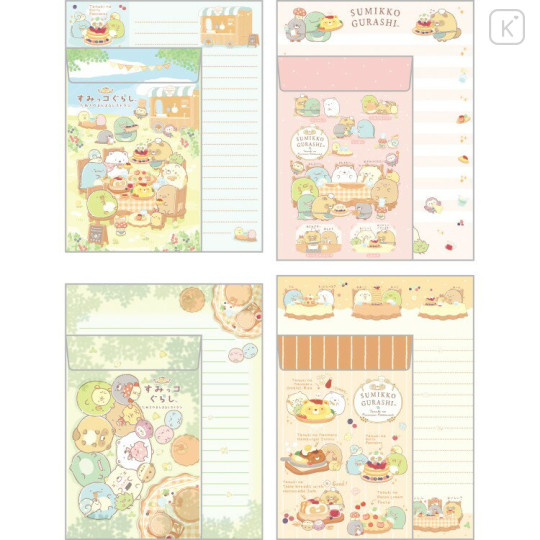 Japan San-X Letter Envelope Set - Sumikko Gurashi : Raccoon Tanuki Round Restaurant - 2