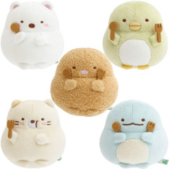 Japan San-X Tenori Plush (SS) Set - Sumikko Gurashi : Raccoon Tanuki Round Restaurant