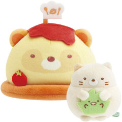 Japan San-X Collectible Plush - Sumikko Gurashi : Raccoon Tanuki Round Restaurant Neko & Omelet Rice