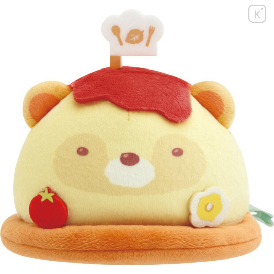 Japan San-X Collectible Plush - Sumikko Gurashi : Raccoon Tanuki Round Restaurant Neko & Omelet Rice - 2