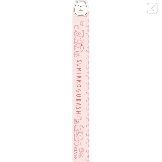 Japan San-X Mascot Ruler 17cm - Sumikko Gurashi : Shirokuma Pink - 1