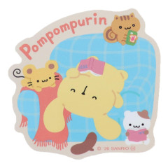 Japan Sanrio Vinyl Sticker - Pompompurin : Relaxing with Friends