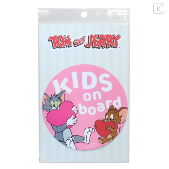 Japan Tom and Jerry Car Vinyl Sticker - Kids On Board Pink - 1